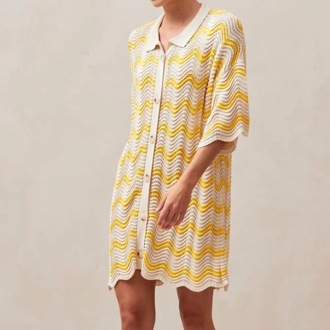 ALOHAS Dresses Palermo 8211 Yellow and Cream Knit Dress 8211 Women