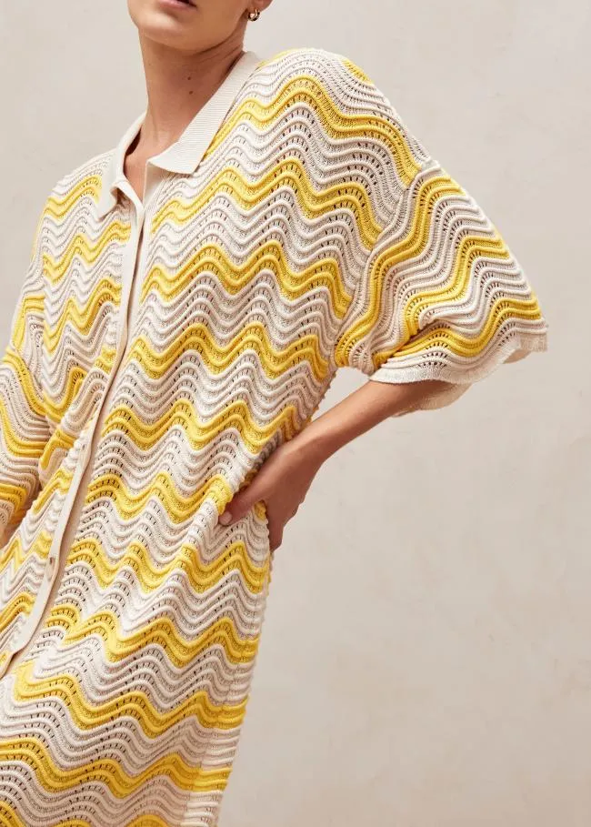 ALOHAS Dresses Palermo 8211 Yellow and Cream Knit Dress 8211 Women