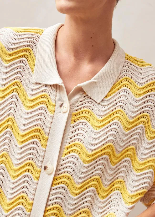 ALOHAS Dresses Palermo 8211 Yellow and Cream Knit Dress 8211 Women