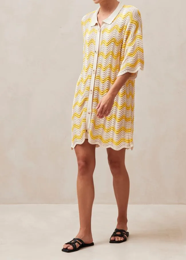 ALOHAS Dresses Palermo 8211 Yellow and Cream Knit Dress 8211 Women