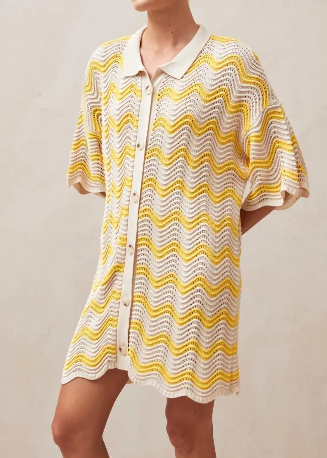 ALOHAS Dresses Palermo 8211 Yellow and Cream Knit Dress 8211 Women