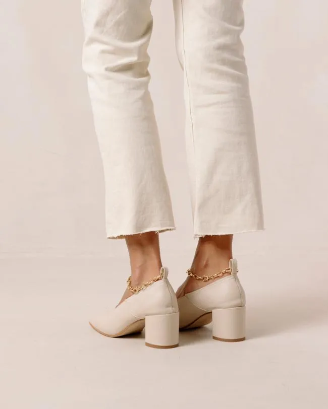 ALOHAS Heels Agent Anklet 8211 White Leather Pumps 8211 Women