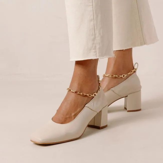 ALOHAS Heels Agent Anklet 8211 White Leather Pumps 8211 Women