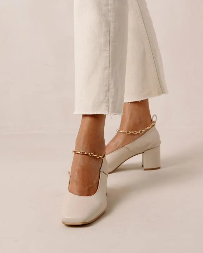 ALOHAS Heels Agent Anklet 8211 White Leather Pumps 8211 Women