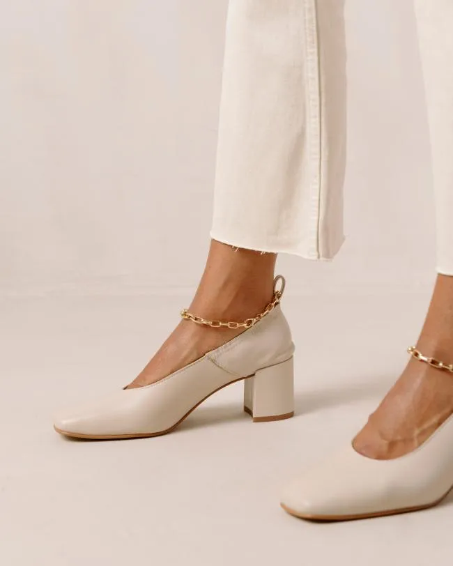 ALOHAS Heels Agent Anklet 8211 White Leather Pumps 8211 Women