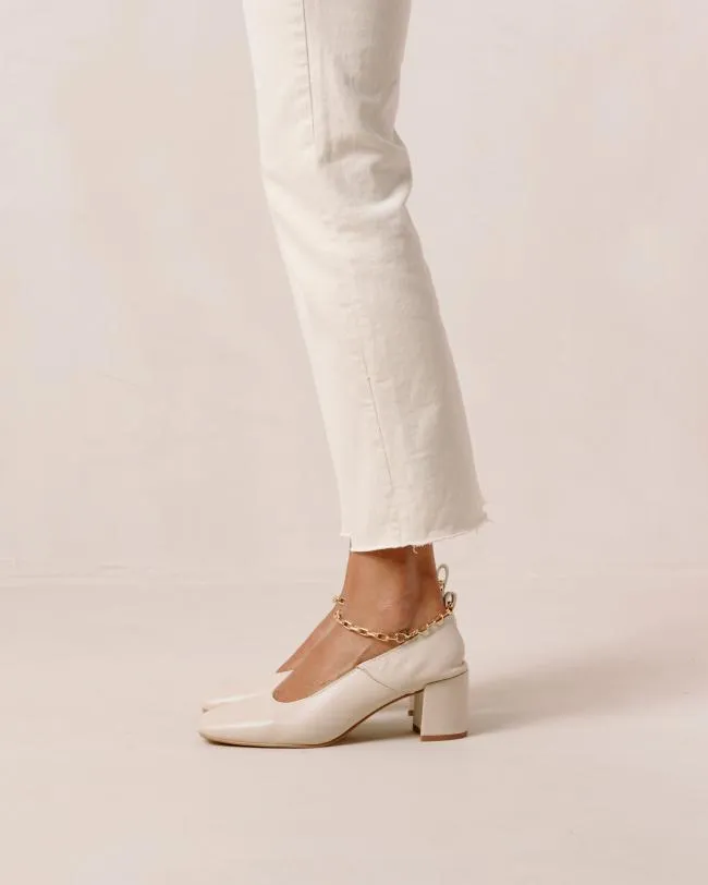 ALOHAS Heels Agent Anklet 8211 White Leather Pumps 8211 Women