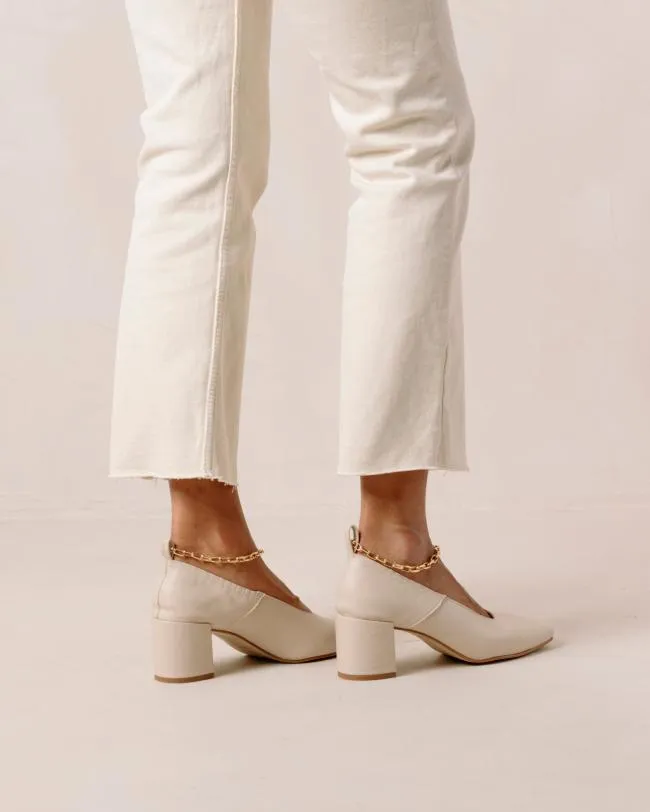 ALOHAS Heels Agent Anklet 8211 White Leather Pumps 8211 Women