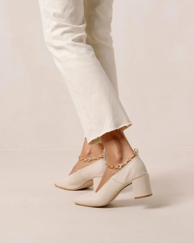 ALOHAS Heels Agent Anklet 8211 White Leather Pumps 8211 Women