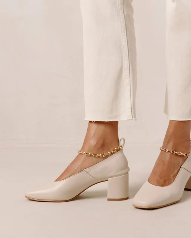 ALOHAS Heels Agent Anklet 8211 White Leather Pumps 8211 Women