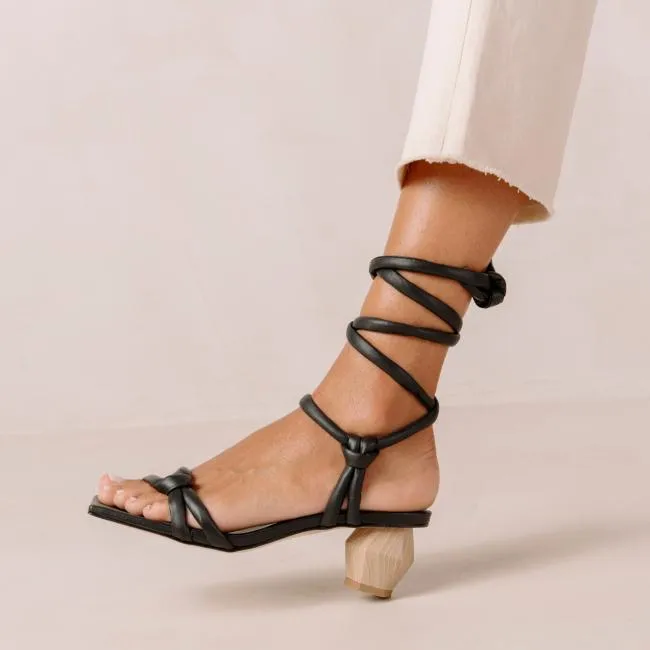 ALOHAS Heels Creative 8211 Black Leather Sandals 8211 Women