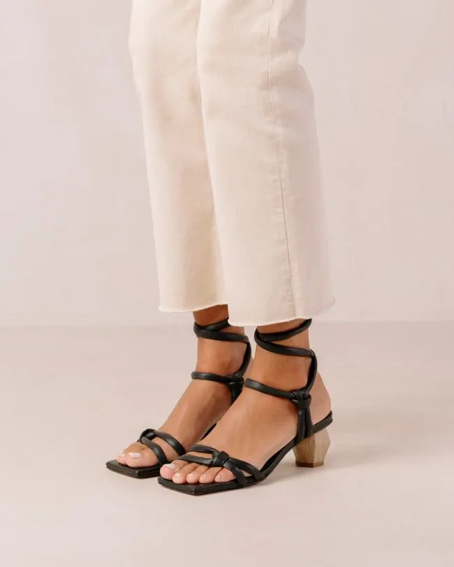 ALOHAS Heels Creative 8211 Black Leather Sandals 8211 Women