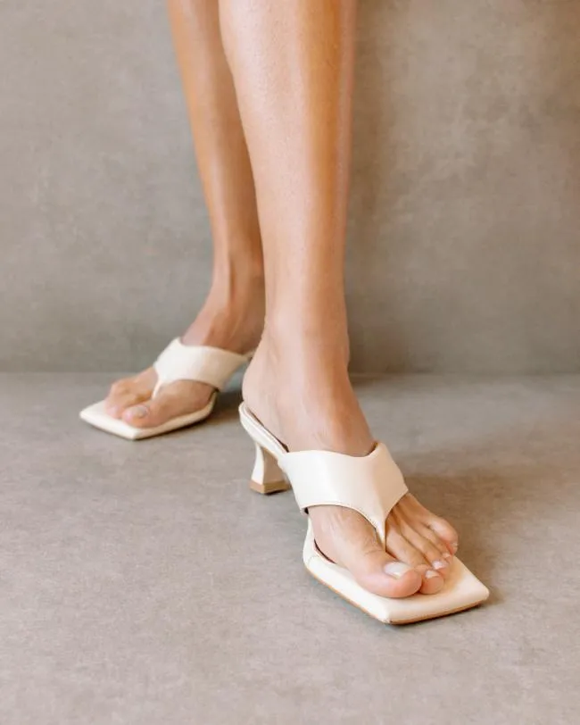 ALOHAS Heels Jolla 8211 White Vegan Leather Sandals 8211 Women