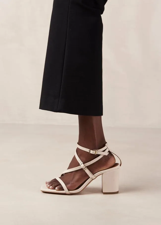 ALOHAS Heels Manhattan 8211 White Leather Sandals 8211 Women