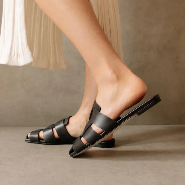 ALOHAS Mules Barney 8211 Black Leather Mules 8211 Women