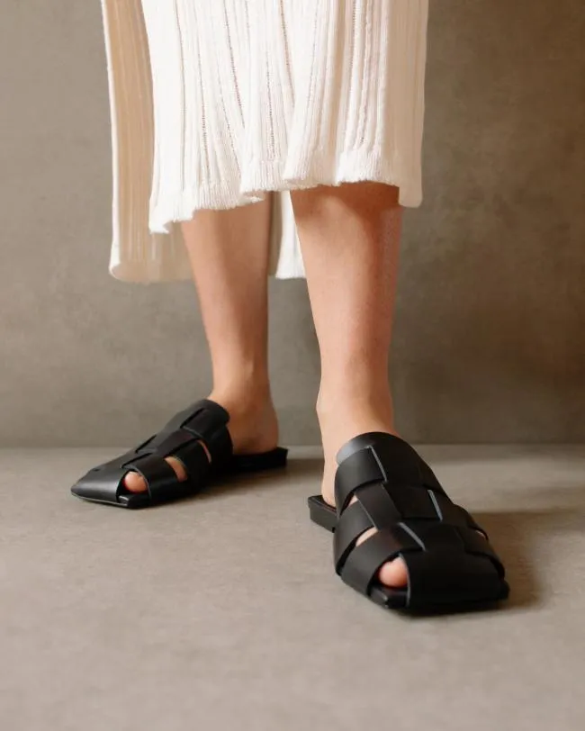 ALOHAS Mules Barney 8211 Black Leather Mules 8211 Women
