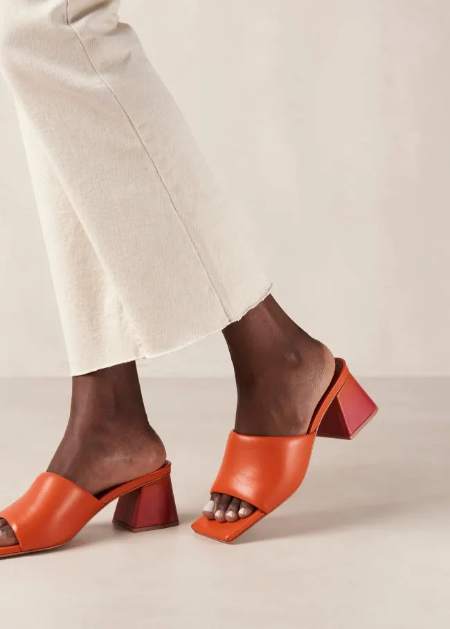 ALOHAS Mules Brushed Degrad 8211 Pink And Orange Leather Sandals 8211 Women