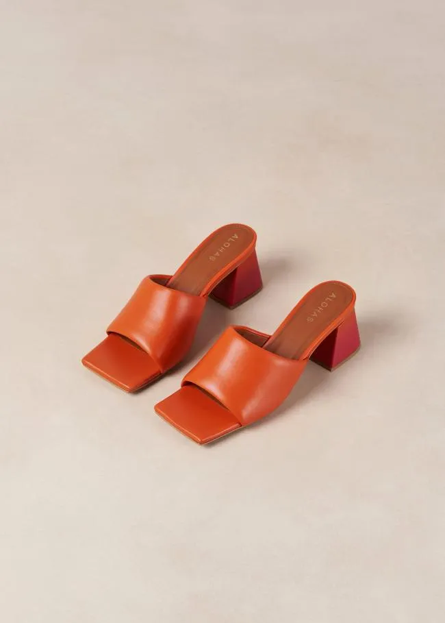 ALOHAS Mules Brushed Degrad 8211 Pink And Orange Leather Sandals 8211 Women