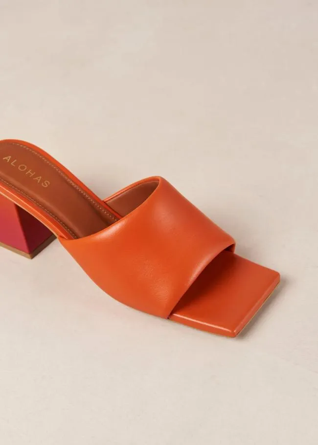ALOHAS Mules Brushed Degrad 8211 Pink And Orange Leather Sandals 8211 Women
