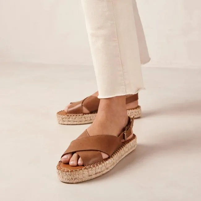 ALOHAS Sandals Crossed 8211 Brown Leather Espadrilles 8211 Women