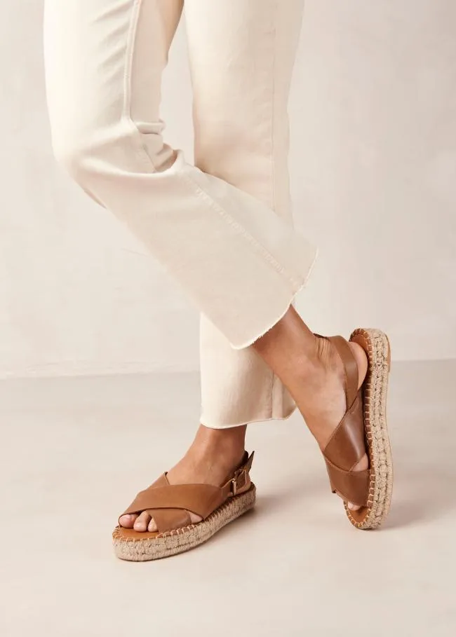 ALOHAS Sandals Crossed 8211 Brown Leather Espadrilles 8211 Women