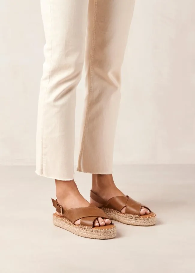 ALOHAS Sandals Crossed 8211 Brown Leather Espadrilles 8211 Women