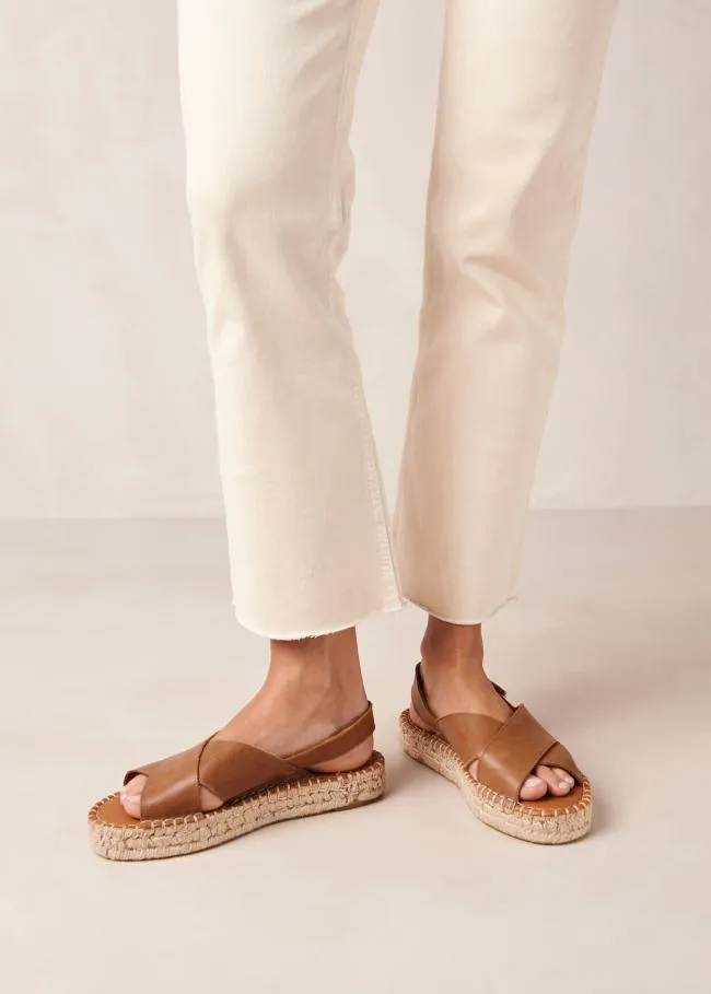 ALOHAS Sandals Crossed 8211 Brown Leather Espadrilles 8211 Women