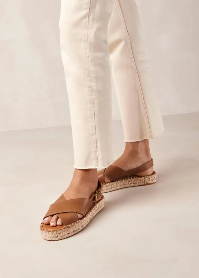 ALOHAS Sandals Crossed 8211 Brown Leather Espadrilles 8211 Women