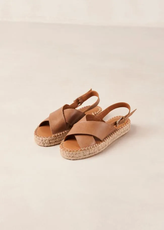 ALOHAS Sandals Crossed 8211 Brown Leather Espadrilles 8211 Women