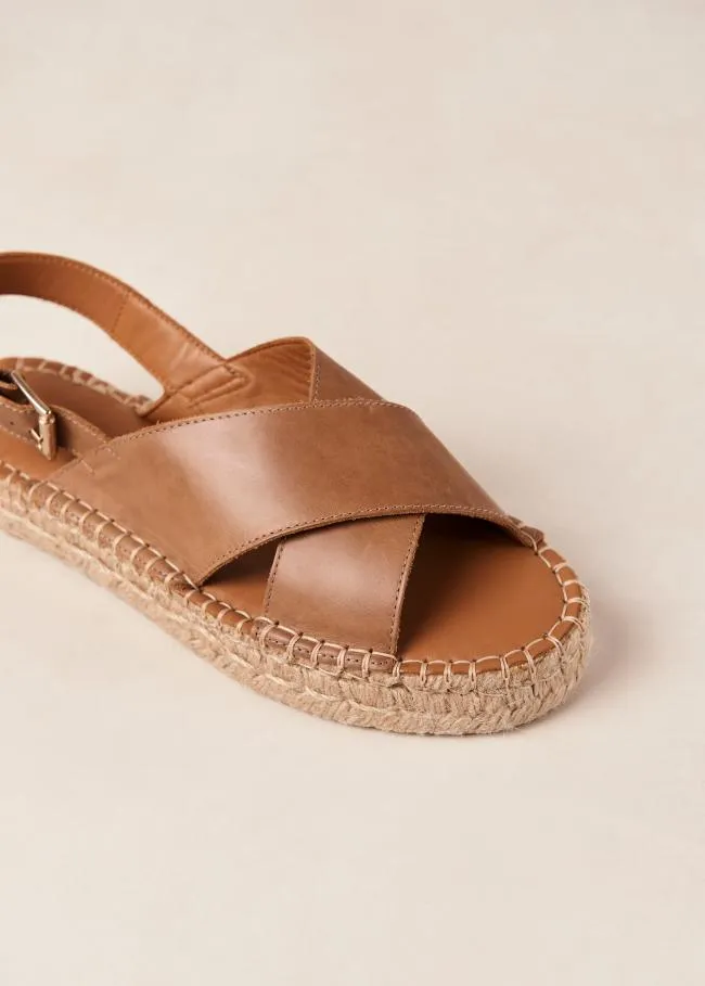 ALOHAS Sandals Crossed 8211 Brown Leather Espadrilles 8211 Women