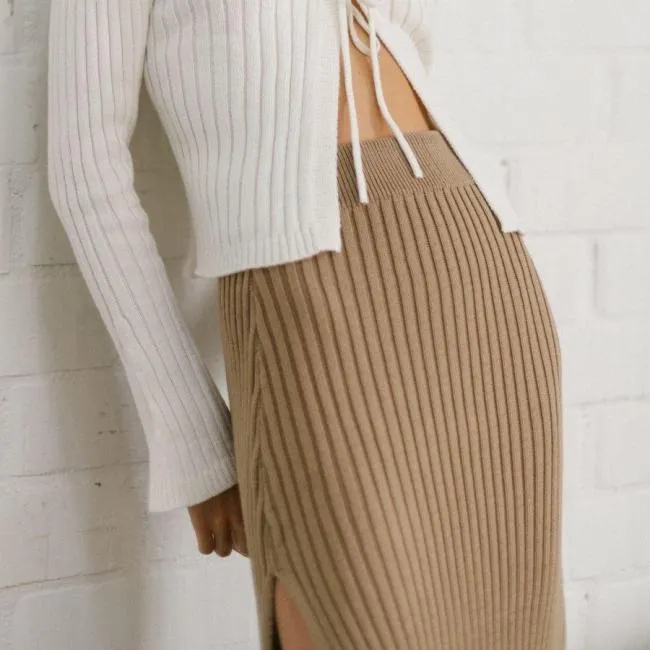 ALOHAS Skirts Wise 8211 Brown Knit Skirt 8211 Women