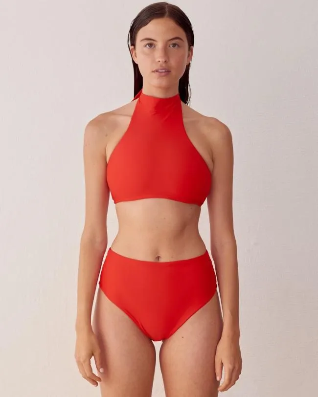 ALOHAS Swimwear The Higher 8211 Red Econyl Bikini Bottom 8211 Women
