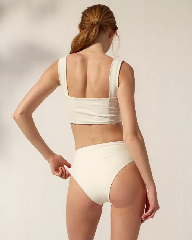 ALOHAS Swimwear The Pentagon 8211 White Recycled Nylon Bikini Bottom 8211 Women