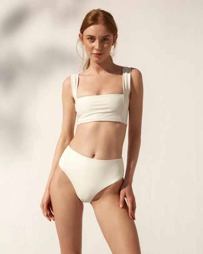 ALOHAS Swimwear The Pentagon 8211 White Recycled Nylon Bikini Bottom 8211 Women