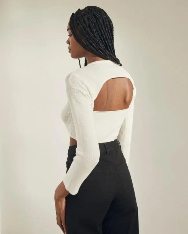 ALOHAS Tops Hustle 8211 White Knit Top 8211 Women