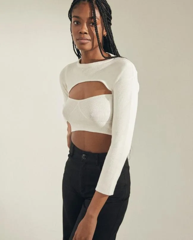 ALOHAS Tops Hustle 8211 White Knit Top 8211 Women