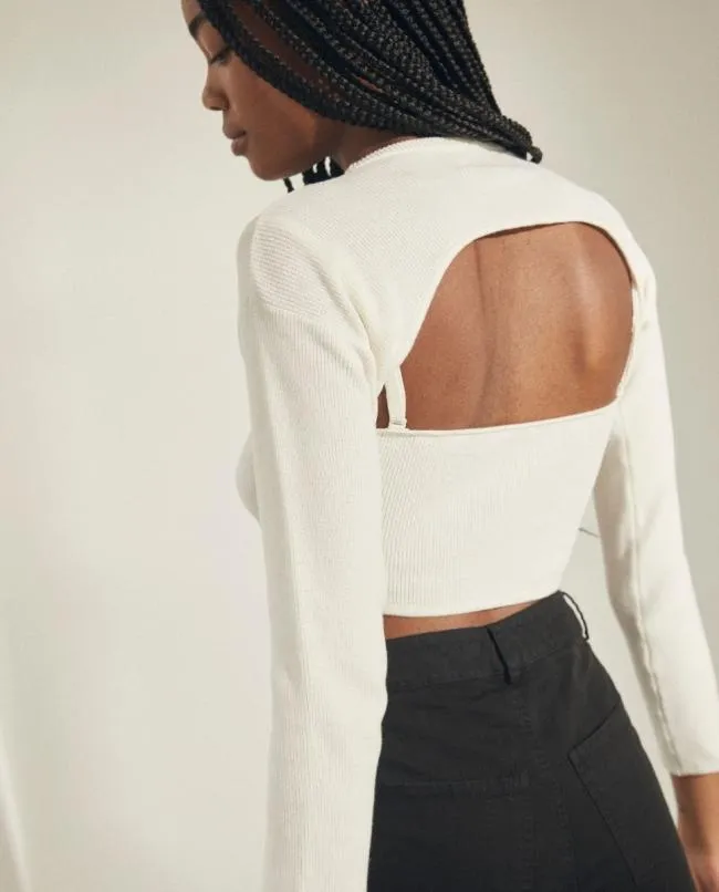 ALOHAS Tops Hustle 8211 White Knit Top 8211 Women
