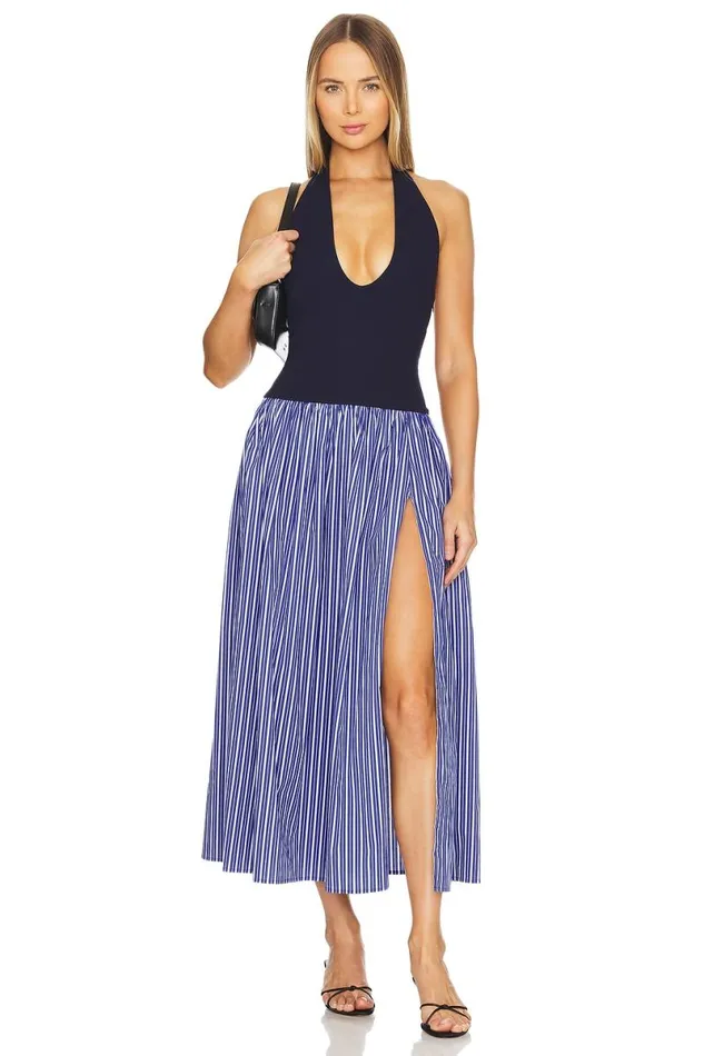 Andi Maxi Dress Navy Stripe and Solid Women Lovers and Friends Dresses