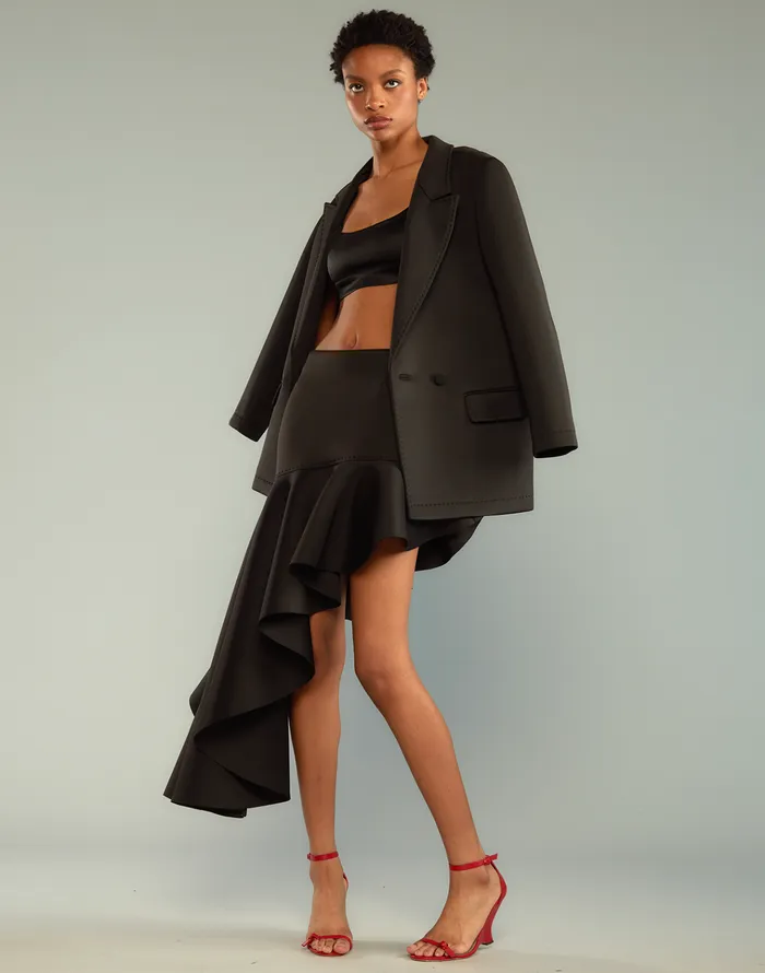 Asymmetrical Bonded Skirt 8211 Black Women Cynthia Rowley Bottoms
