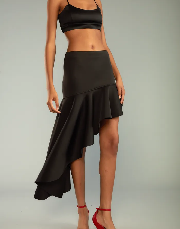 Asymmetrical Bonded Skirt 8211 Black Women Cynthia Rowley Bottoms