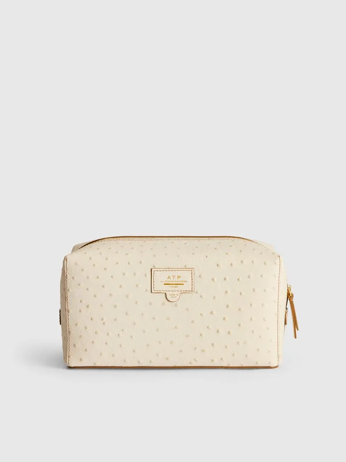 ATP Atelier Beauty Bags Pomaia Linen Printed Ostrich Beauty Bag Linen 8211 Women ATP Atelier Beauty Bags Pomaia Linen Printed Ostrich Beauty Bag Linen 8211 Women