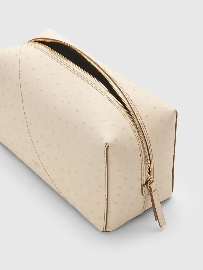 ATP Atelier Beauty Bags Pomaia Linen Printed Ostrich Beauty Bag Linen 8211 Women