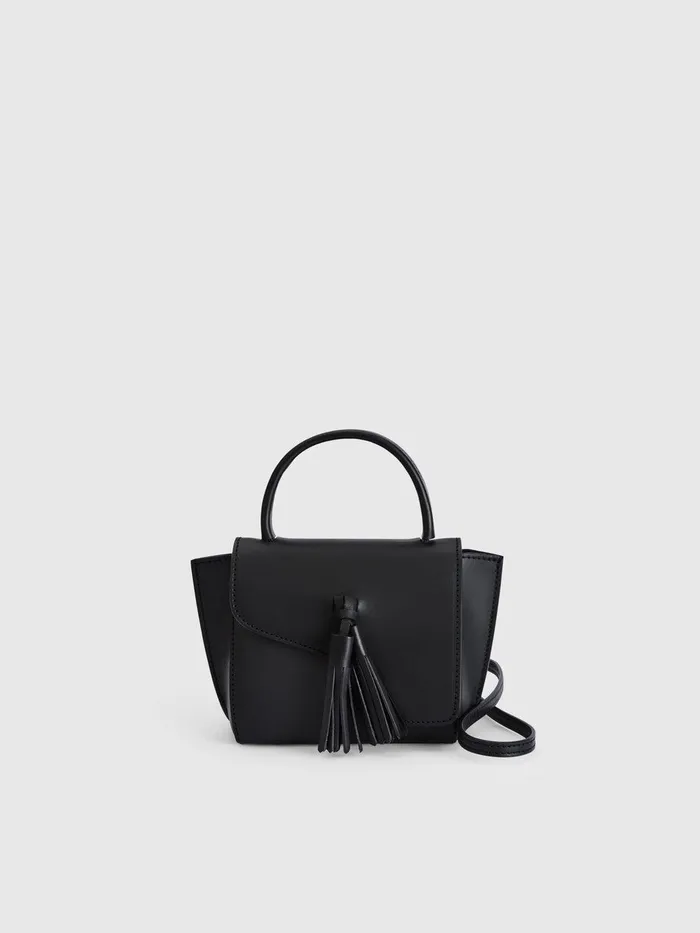 ATP Atelier Crossbody Bags Montalcino Tassel Black Leather Mini Handbag Black 8211 Women ATP Atelier Crossbody Bags Montalcino Tassel Black Leather Mini Handbag Black 8211 Women