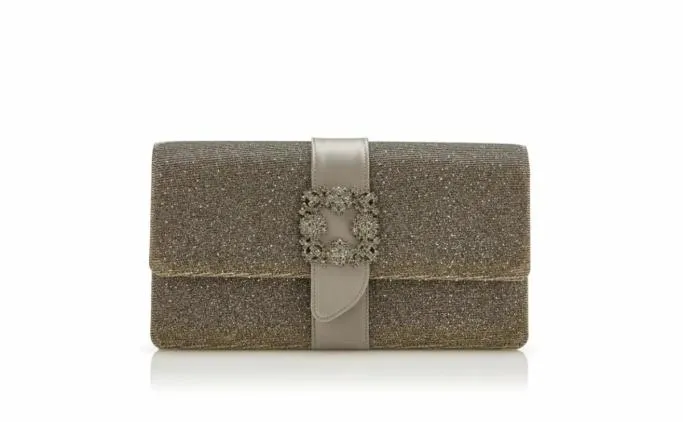 Bags Women Manolo Blahnik CAPRI GLITTERDark Gold Glitter Jewel Buckle Clutch Bags Women Manolo Blahnik CAPRI GLITTERDark Gold Glitter Jewel Buckle Clutch