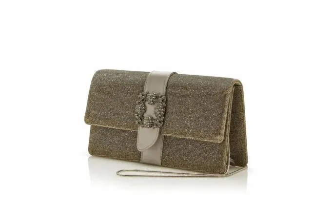 Bags Women Manolo Blahnik CAPRI GLITTERDark Gold Glitter Jewel Buckle Clutch Bags Women Manolo Blahnik CAPRI GLITTERDark Gold Glitter Jewel Buckle Clutch