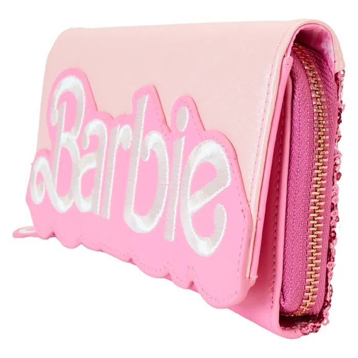 Barbie 65th Anniversary Exclusive Sequin Flap Wristlet Wallet Unisex Loungefly Bags and Wallets