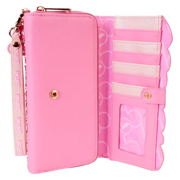 Barbie 65th Anniversary Exclusive Sequin Flap Wristlet Wallet Unisex Loungefly Bags and Wallets