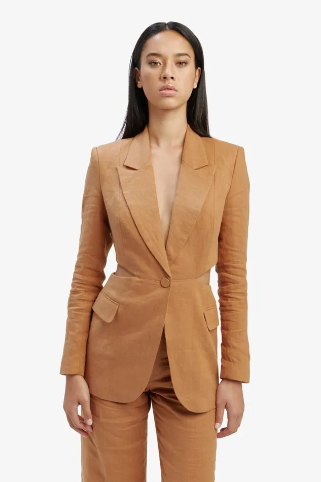 Bardot Blazers Domenica Linen Cut Out Blazer In Camel 8211 Women Bardot Blazers Domenica Linen Cut Out Blazer In Camel 8211 Women