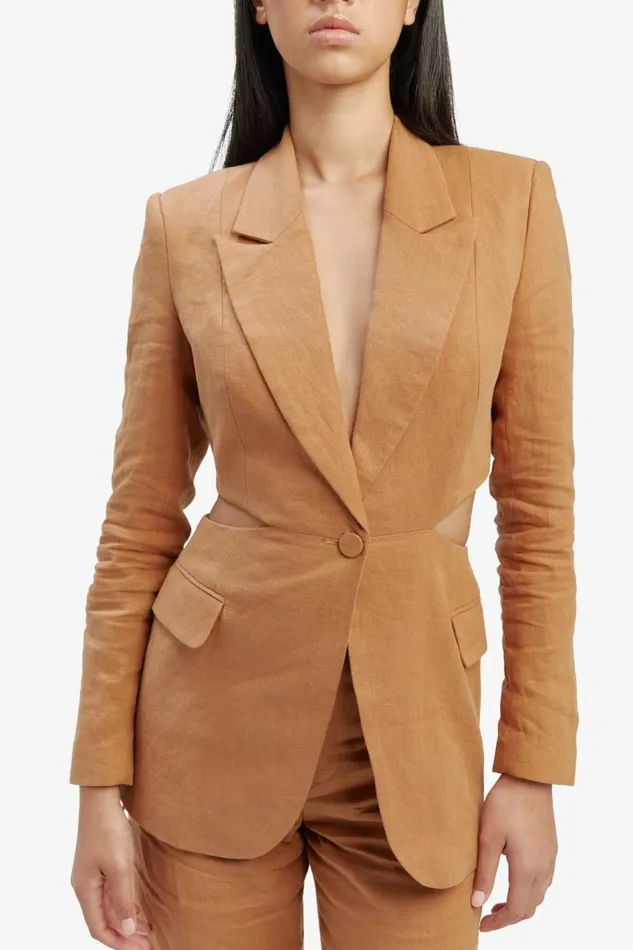 Bardot Blazers Domenica Linen Cut Out Blazer In Camel 8211 Women Bardot Blazers Domenica Linen Cut Out Blazer In Camel 8211 Women