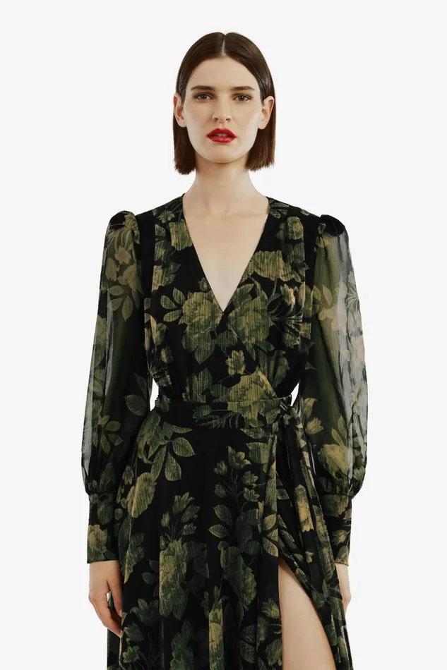 Bardot Day To Night Dresses Lucianna Maxi Wrap Dress In Green Floral 8211 Women Bardot Day To Night Dresses Lucianna Maxi Wrap Dress In Green Floral 8211 Women