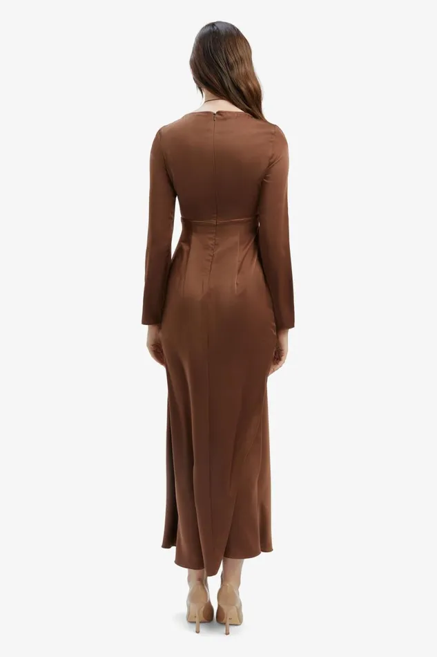 Bardot Party Dresses Daring Satin Midi Dress In Chocolate 8211 Women Bardot Party Dresses Daring Satin Midi Dress In Chocolate 8211 Women